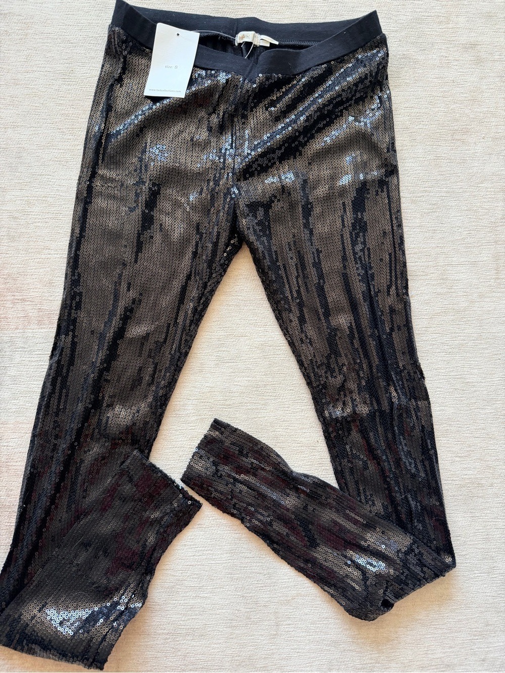 Tart Collections Black Sequin Leggings Small NWT